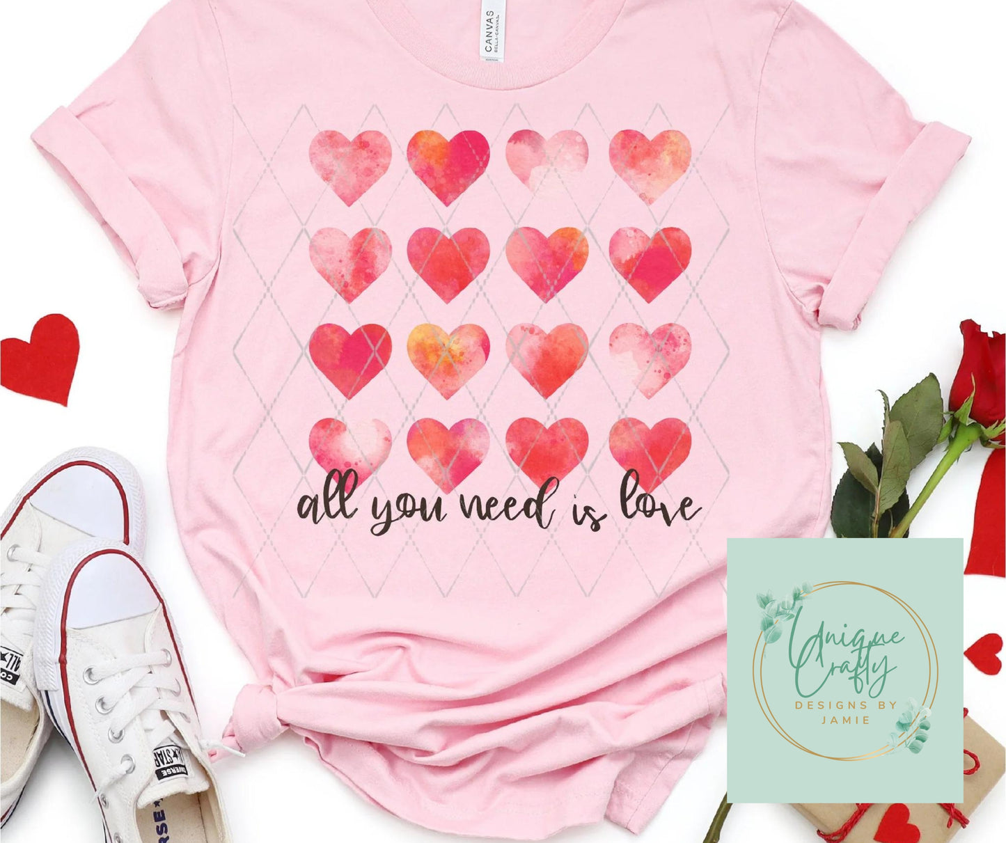 All You Need Is Love (Watercolor Hearts)